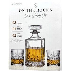 W. S. On The Rocks Classic Whiskey Set - 2 glasses 9 Oz. and 1 carafe 30 Oz.